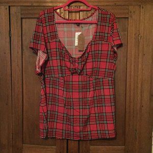 TORRID Retro Chic Plaid Shirred Top 4X